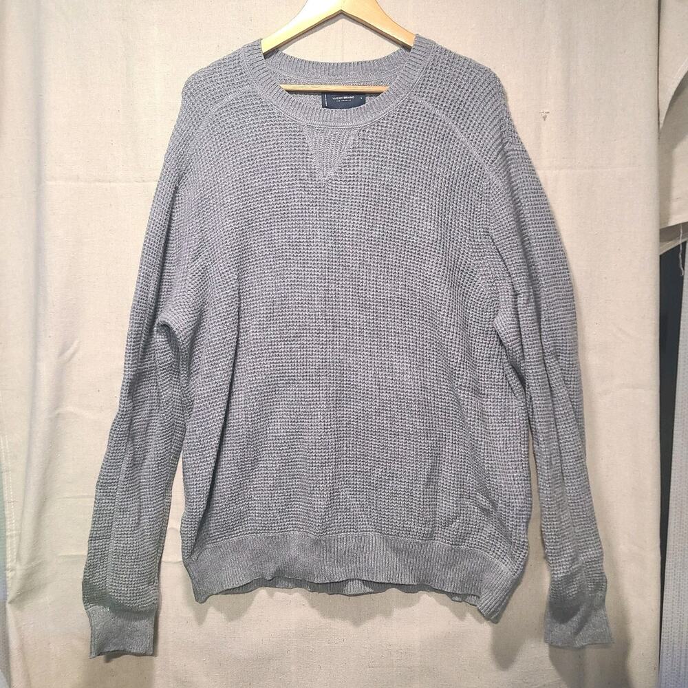 Lucky Brand Cloud Knit Gray Sweater Comfort Minimalist Wool Blend Size L